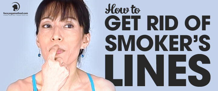 Fumiko Takatsu showing a face yoga lip exercise for smoker's lines.
