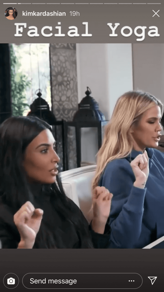 Kim and Chloe Kardashian Practicing Face Yoga with Koko Hayashi