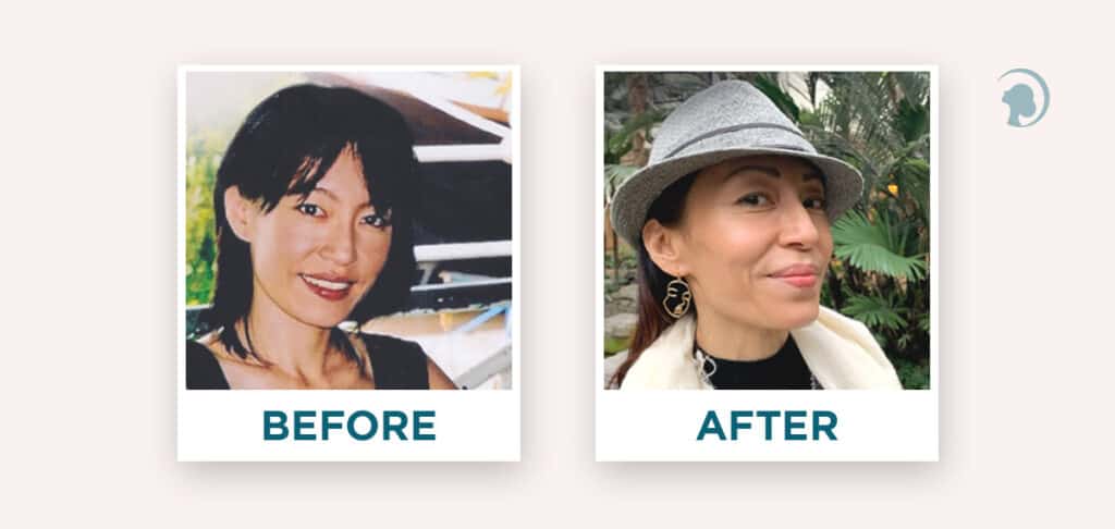 Fumiko's photos before and after face yoga 
