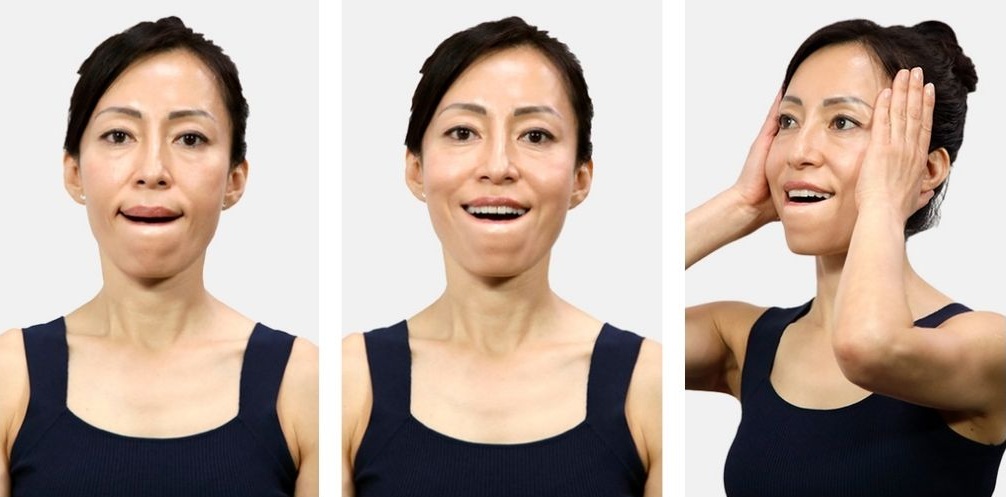 cheek lifter pose — face yoga exercise for sagging cheeks